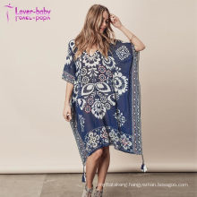 Summer′s Girls Beachwear Sexy Printed Cocoon Kimono Beach Dress